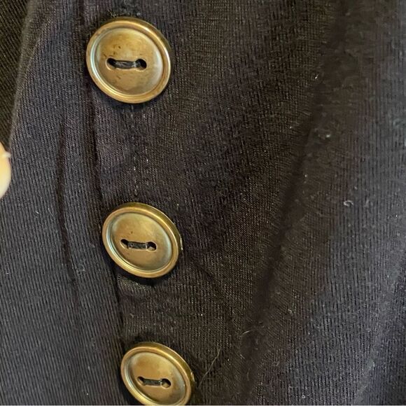 Shop Basic Black Blouse With Gold Button Detail Along Sides Size XL - Picture 7 of 11